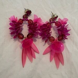 Jcrew Pink Floral Statement Earrings